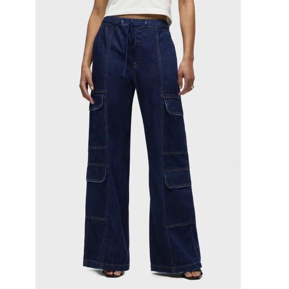 NWT $265 Hudson Parachute Wide Leg Cargo Pants - Blue size S
